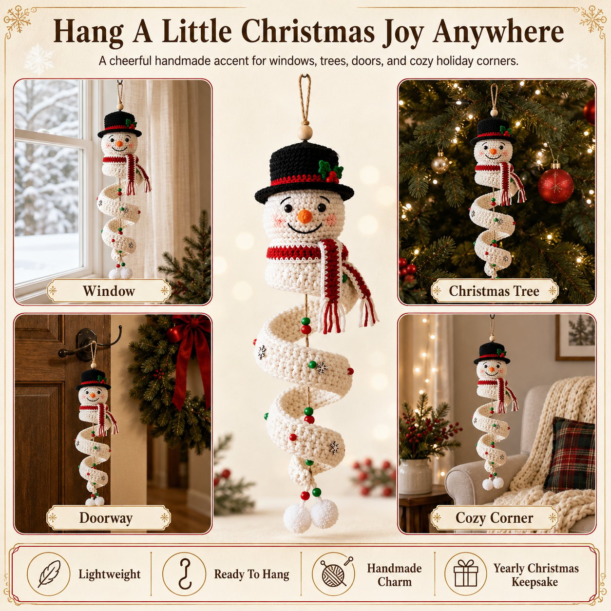 ⏰Last Day 50% OFF - 🎅Crochet Snowman Spiral Oranment DIY Kit