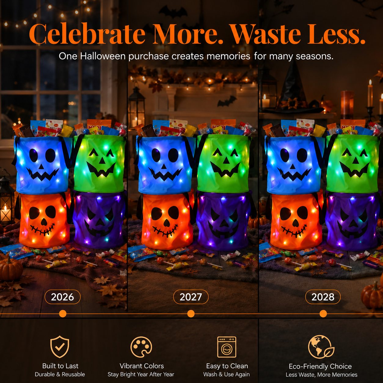 🎃Reusable LED Halloween Treat Bags