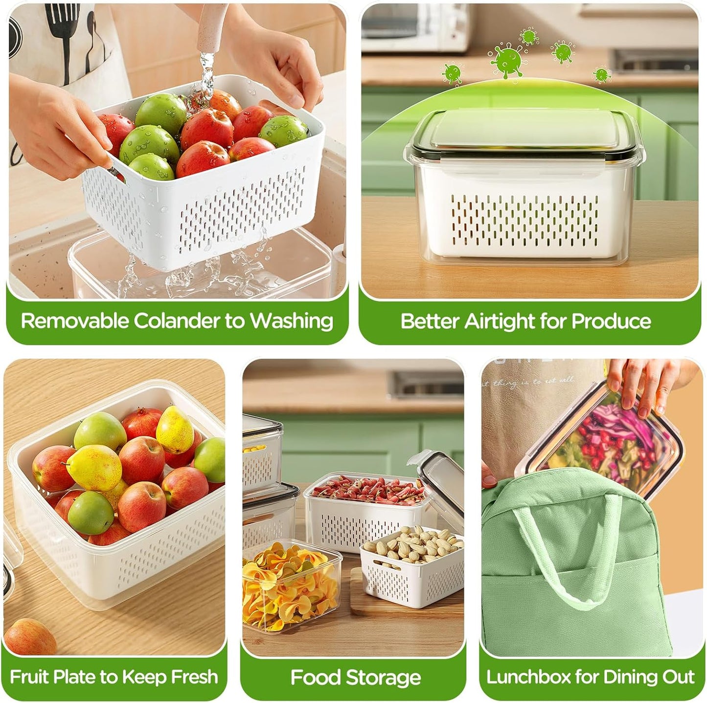 🍓🥰 Refrigerator Food Storage Containers – Keep Fruits Fresh