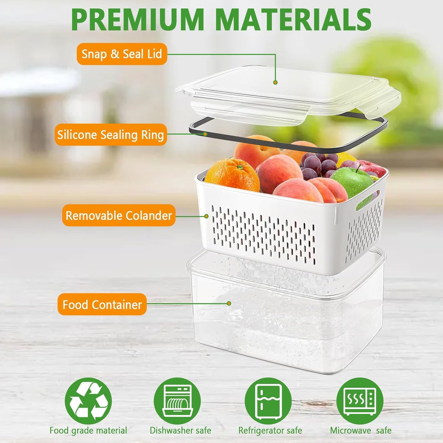 🍓🥰 Refrigerator Food Storage Containers – Keep Fruits Fresh