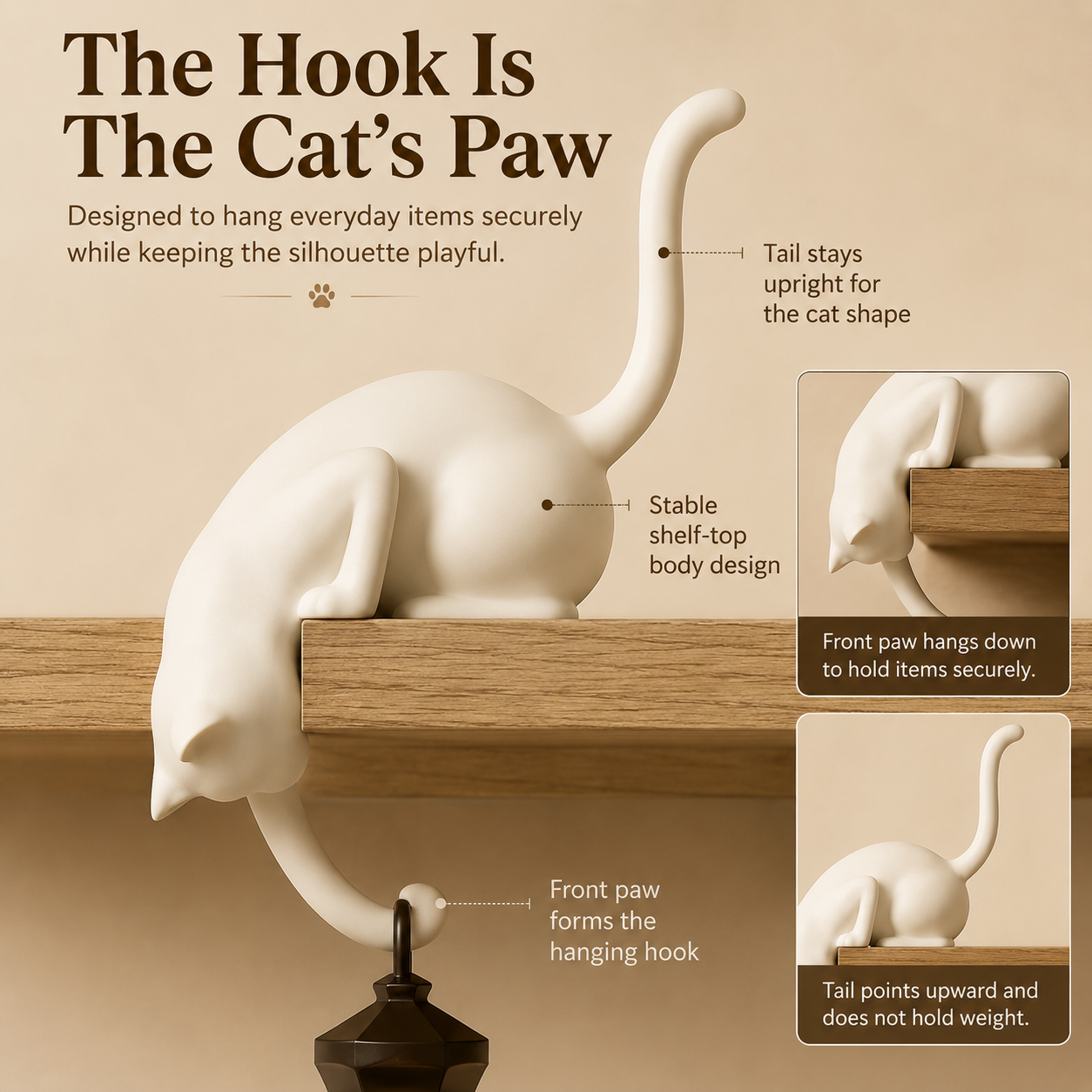 🔥3D Printed Cartoon Cat Upside Down Hook
