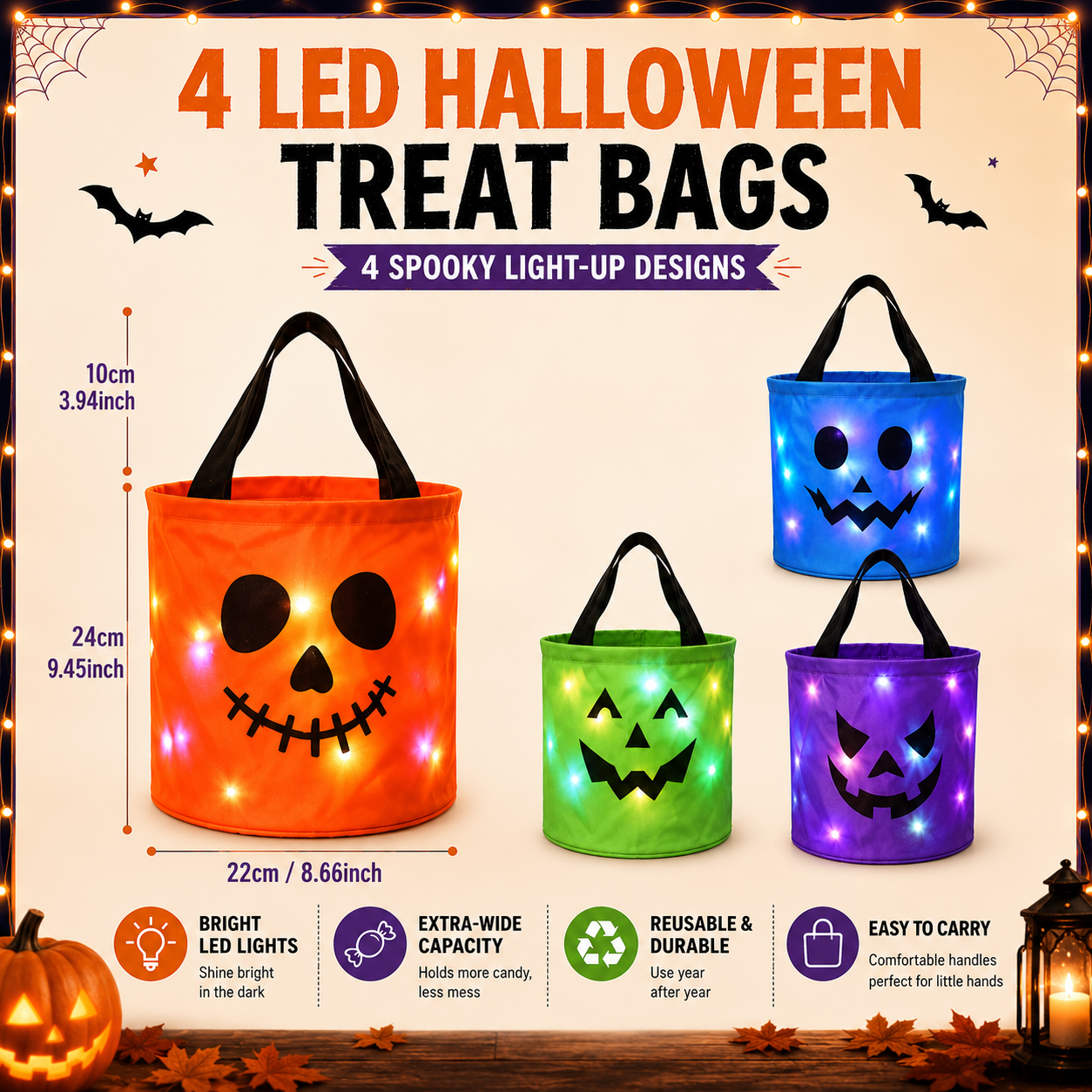 🎃Reusable LED Halloween Treat Bags