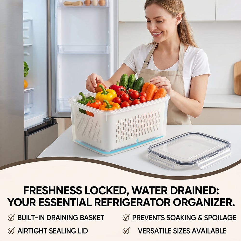🍓🥰 Refrigerator Food Storage Containers – Keep Fruits Fresh