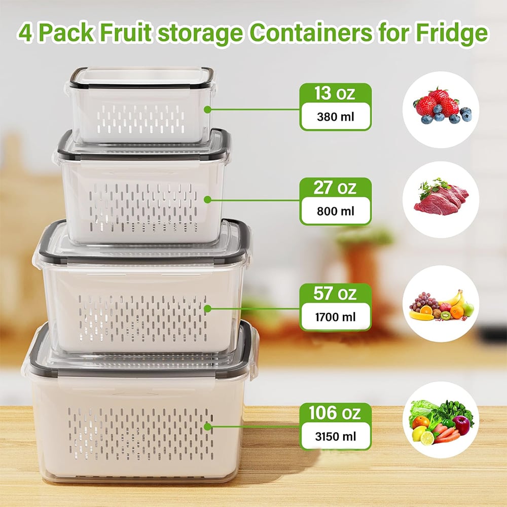 🍓🥰 Refrigerator Food Storage Containers – Keep Fruits Fresh