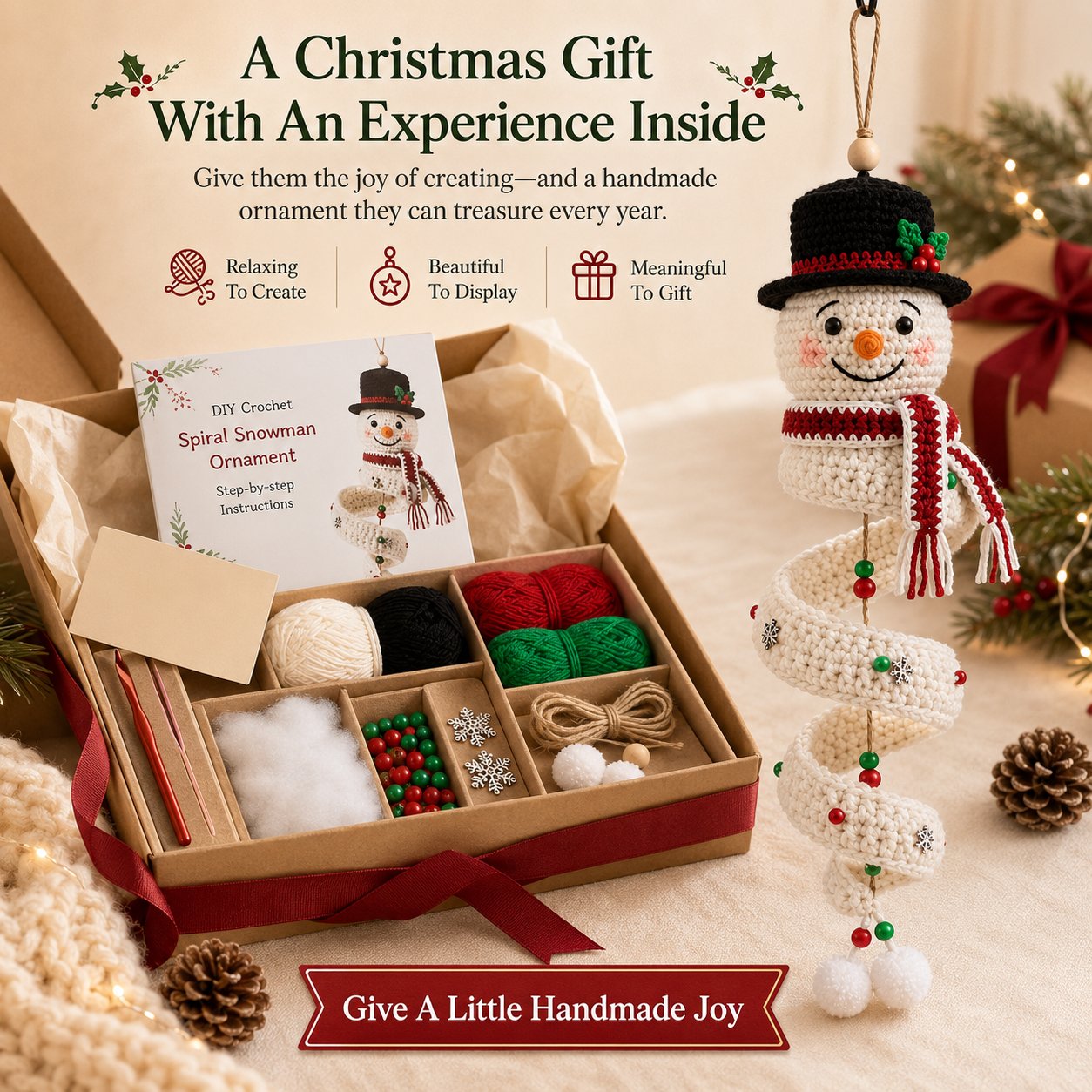 ⏰Last Day 50% OFF - 🎅Crochet Snowman Spiral Oranment DIY Kit