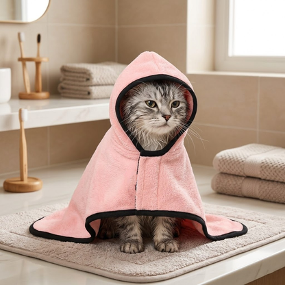 Premium Striped Hooded Pet Bathrobe