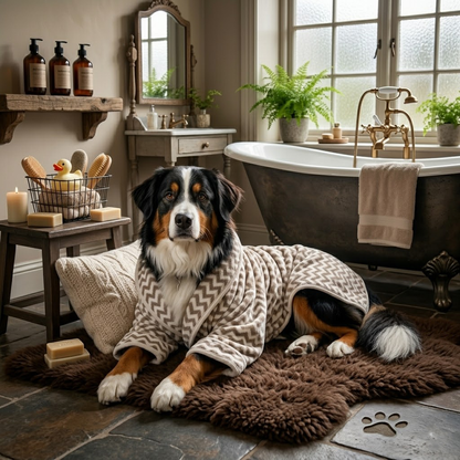 Premium Striped Hooded Pet Bathrobe